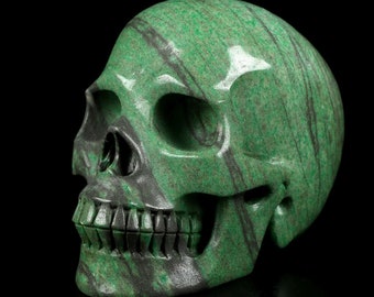 Free Shipping! Huge 5.0" Gemstone Colombian Emerald Crystal Skull! Hand carved, realistic.
