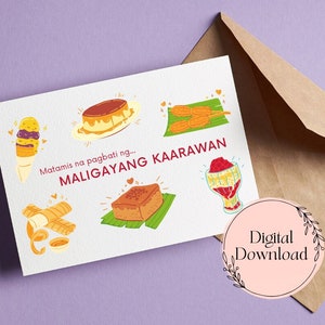 Matamis na Pagbati ng Maligayang Kaarawan Greeting Card Printable - Birthday Card Printable - Filipino Greeting Card - Digital Download
