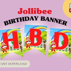 Jollibee Birthday Banner | Happy Birthday Banner Jollibee Themed Party | Digital Download