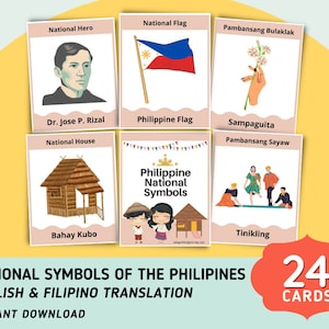 National Symbols of the Philippines (24) Flashcards - English Tagalog Flashcards - Printable Filipino Flashcards - Digital Download