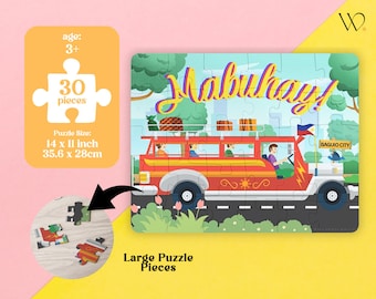 Philippine Jeepney Puzzle (30 Pieces) Jeepney Puzzle for Kids | Filipino Jeepney Jigsaw Puzzle