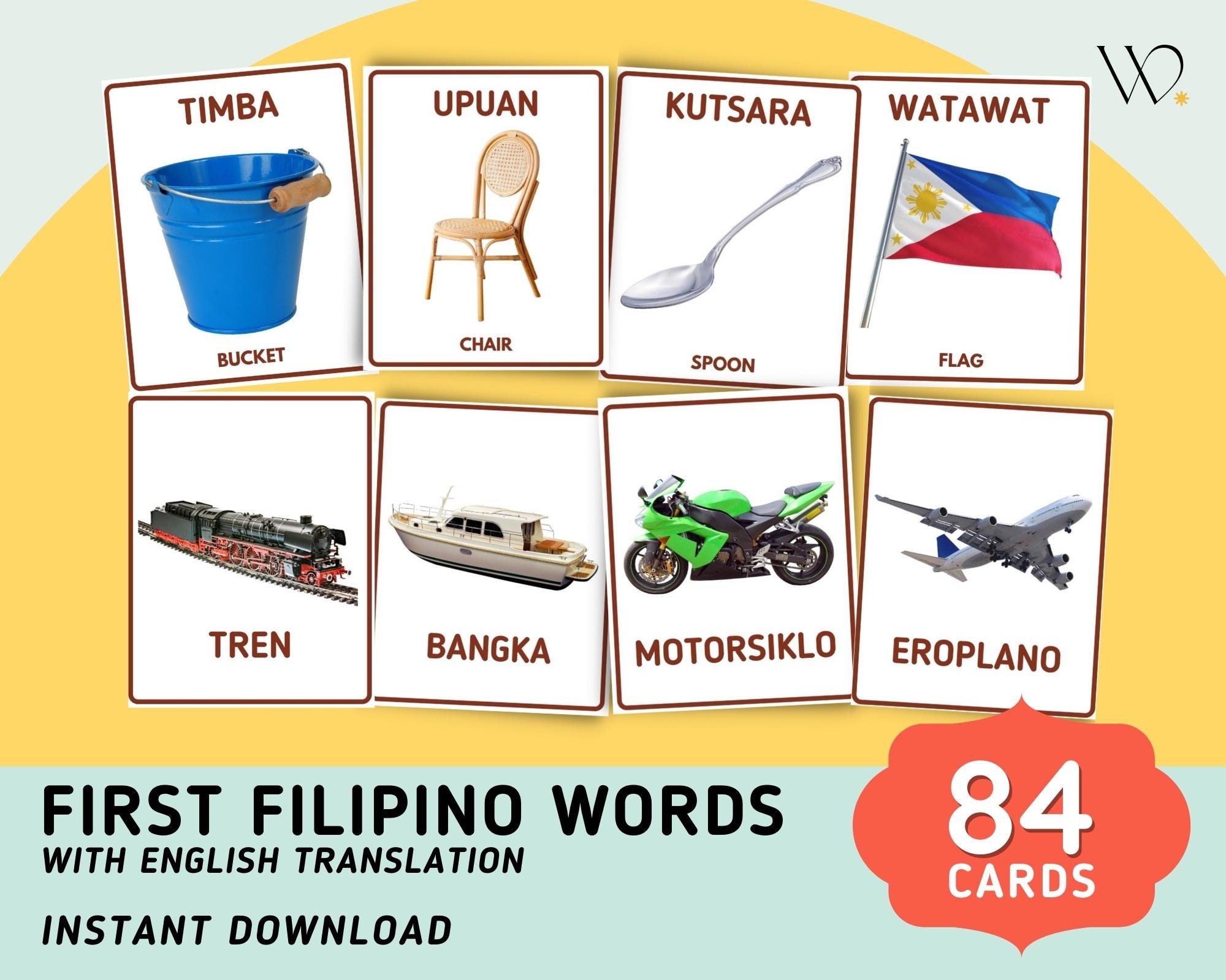 First Filipino Words 84 Cards Flashcards Tagalog Flashcards With