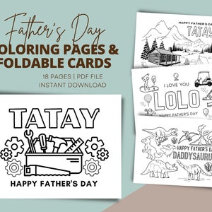 Biglietti da colorare per la festa del papà stampabili / 18 PDF stampabili / Biglietti di auguri Tatay Lolo per la festa del papà filippino stampabili / Download digitale