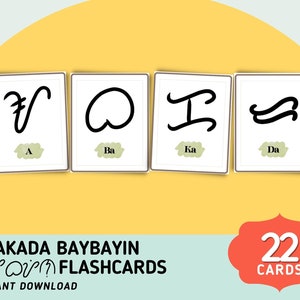 Baybayin ABAKADA (22 kaarten) Flashcards - Filipijnse alfabet Flashcards - Tagalog Flashcards - Digitale download
