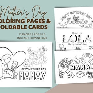 Mother&#39;s Day Coloring Cards Printable | 15 Printable PDF | Filipino Mother&#39;s Day Nanay Lola Greeting Cards Printable | Digital Download