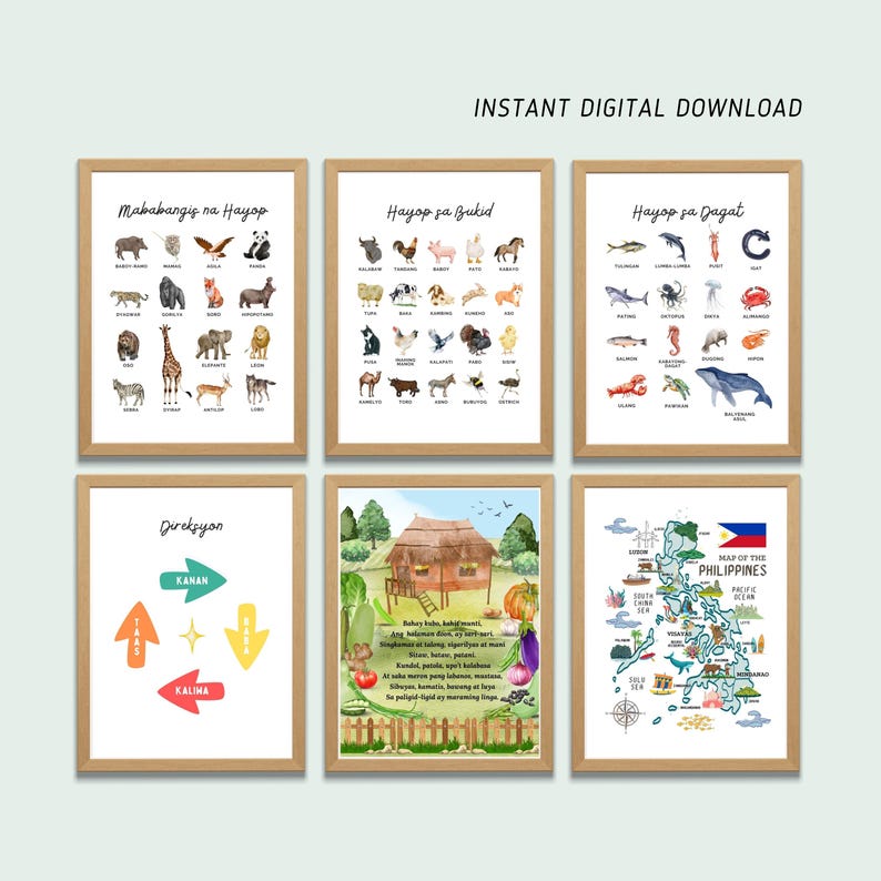 19 Tagalog Educational Learning Wall Art | Filipino Wall Art | Toddler ...