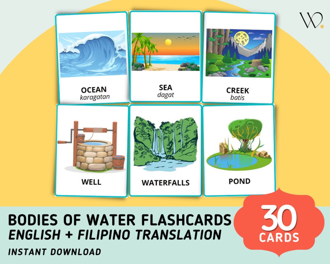Bodies of Water 30 Flashcards Tagalog Flashcards With English