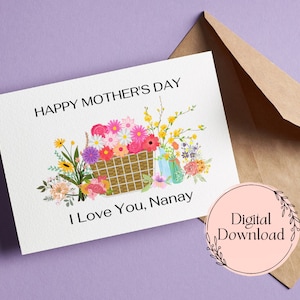 Happy Mother&#39;s Day Nanay Greeting Card Printable - Mother&#39;s Day Card Printable, Filipino Greeting Card - Digital Download