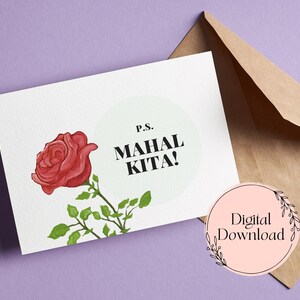 P.S. Mahal Kita Valentine&#39;s Day Filipino Greeting Card - Printable Valentine&#39;s Greeting Card - Instant Download - PDF Printable