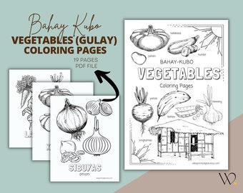 野菜のぬりえページ (19 ページ) 印刷用 PDF |バハイ・クボぬり絵 |フィリピンのモンテッソーリ |デジタルダウンロード
