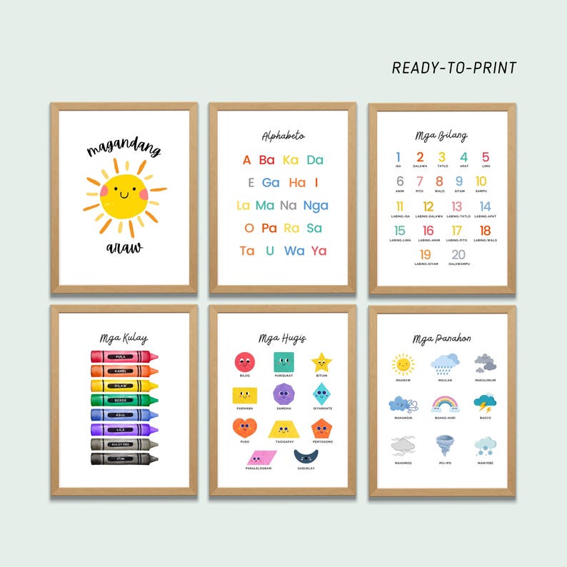 19 Tagalog Educational Learning Wall Art | Filipino Wall Art | Toddler ...