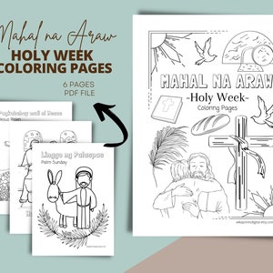 Holy Week Coloring Page | 6 Printable PDF | Mahal na Araw Coloring Pages | Easter Day Activity | Palm Sunday Coloring | Digital Download