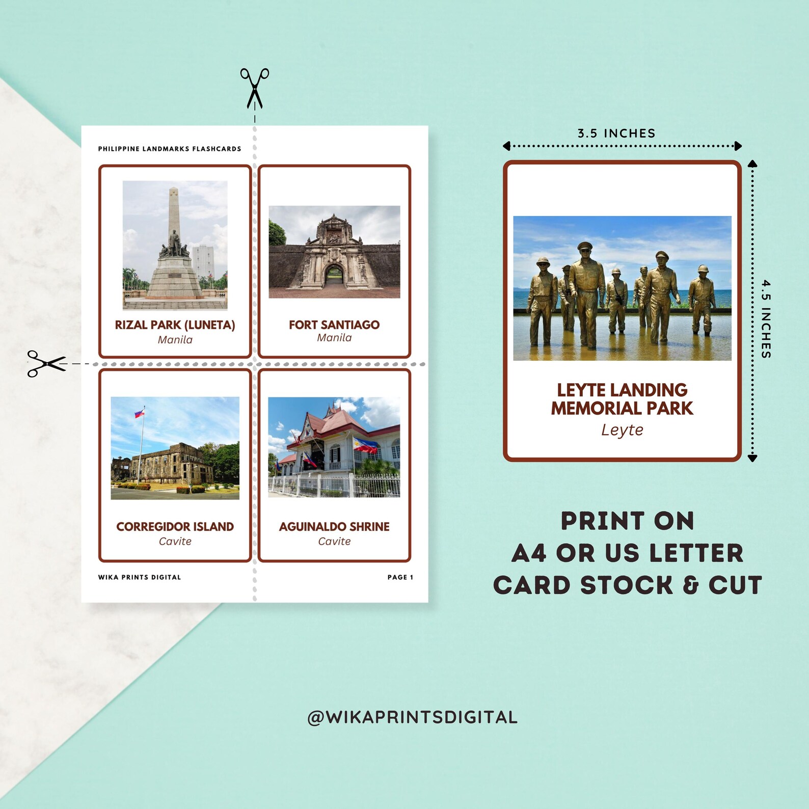 Philippine Landmarks (54 Cards) Flashcards, Filipino Flashcards ...