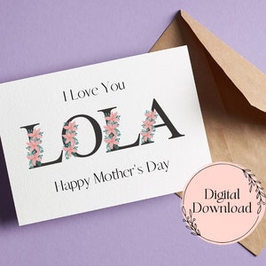 Happy Mother&#39;s Day Lola Greeting Card Printable - Mother&#39;s Day Card Printable, Grandma Filipino Greeting Card, Nanay Card - Digital Download