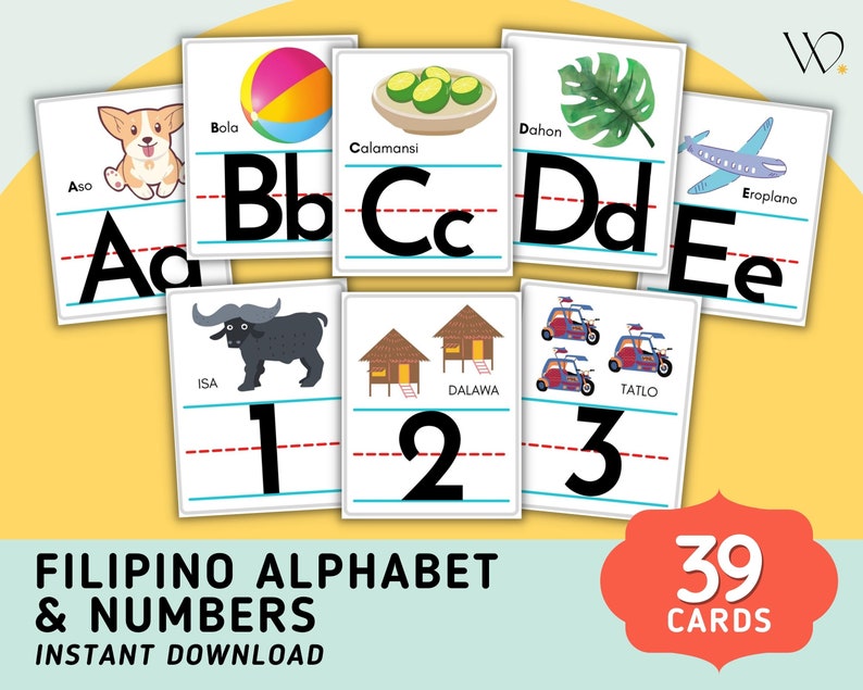 Filipino Alphabet With Numbers Flashcards Filipino Flashcards Printable