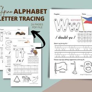 Fillinisches Alphabet Buchstaben (26 Seiten) Arbeitsblatt für die Vorschule | Philippinische Buchstaben | Digitaler Download