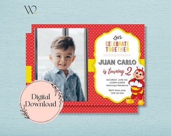 Jollibee Birthday Party with Photo | Personalized Kids Invitation Jollibee Themed Party | Digital Download