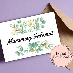 Cartão comemorativo Maraming Salamat para impressão - Tagalog Cartão de agradecimento para impressão - Cartão filipino para impressão - Download digital