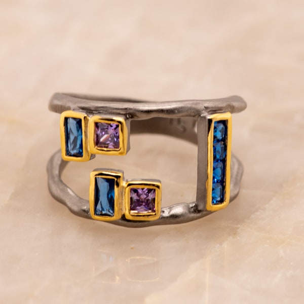 Araceli Blue Spinel Ring in Sterling Silver