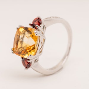 Melina Citrine Garnet Ring in Sterling Silver