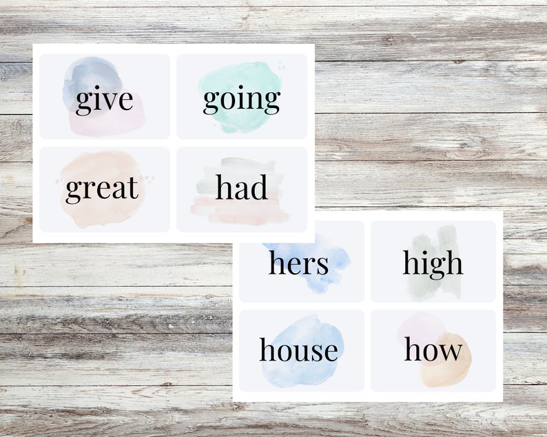 First Grade Sight Word Flashcards, Watercolor Themed, First Grade Ready ...