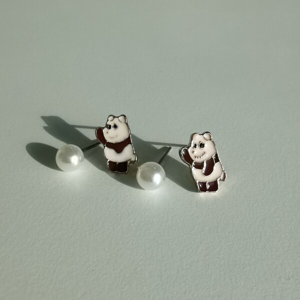 Panda Earrings/ Cute Panda Earrings/ Handmade Panda Stud Earring/ Animal Stud Earrings/ Panda Gifts for Her