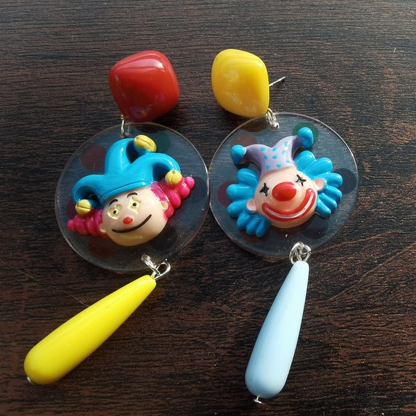 Clown Earrings/ Funky Earrings/ Weird Earrings/ Novelty Earrings/ Quirky Earrings/ Funny Earrings/ Unique Gifts for Her
