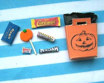 Halloween, 12th Scale Miniature, Trick or Treat, Bag, Candy, Filled, Halloween, Dolls House, Diorama