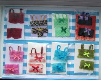 Dolls House, Clothes, 12th Scale, Underwear Set, Bra, Briefs, Colours, Wearable, Hand Crafted, New, Miniatures, Unique, Sale