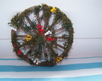 Dolls House, Garden, Wagon Wheel, 12th, Garden, Moss, Hand Crafted, Display, Miniature, Unique, Deralict, Overgrown, Sale