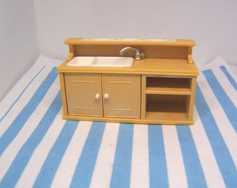 Sylvanian Families, Kitchen Sink Unit, 16th Scale Miniature, Cupboards, 80's, Dolls House, Furniture, Vintage