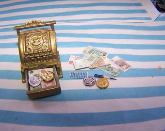 Cash Register, 12th Scale Miniature, Shop, Money, Till, Mel, Stamps, Doll House, Diorama, Vintage