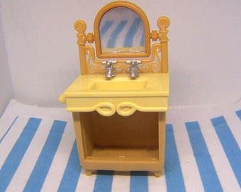 Sylvanian Families, Vanity Unit, Sink, 16th Scale Miniature, Towel Rail, 80's, Dolls House, Vintage