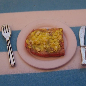 Dolls House, Food, 12th Scale, Scrambled Egg on Toast, Cutlery, Plate, Hand Crafted, Realistic Texture, Miniature, Sale