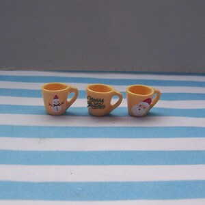 Dolls House, Mugs, Christmas, 12th Scale, Snowman, Greetings, Santa, Hand Crafted, Unique, Fun, Miniatures L