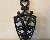 Vintage Cast Iron Trivet with Heart Design