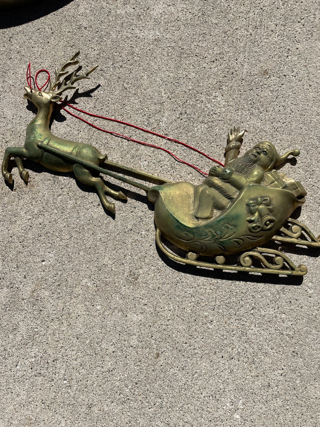 Vintage Brass Santa and Reindeer Wall Decor Etsy