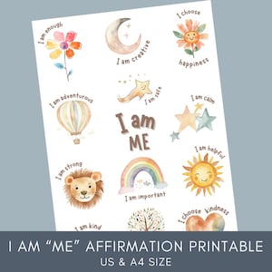 Ich bin "ME" positive Affirmation druckbar, positive Ermutigungszitate für Kinder, ich bin Motivationszitate, niedliche Boho Cliparts, ich bin Sprüche.