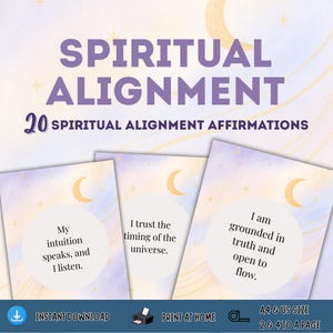 Cartões de Afirmação Espiritual para Crianças – Imprimíveis de Atenção Plena, Design de Lua e Estrelas, Crescimento Emocional e Aumento da Confiança