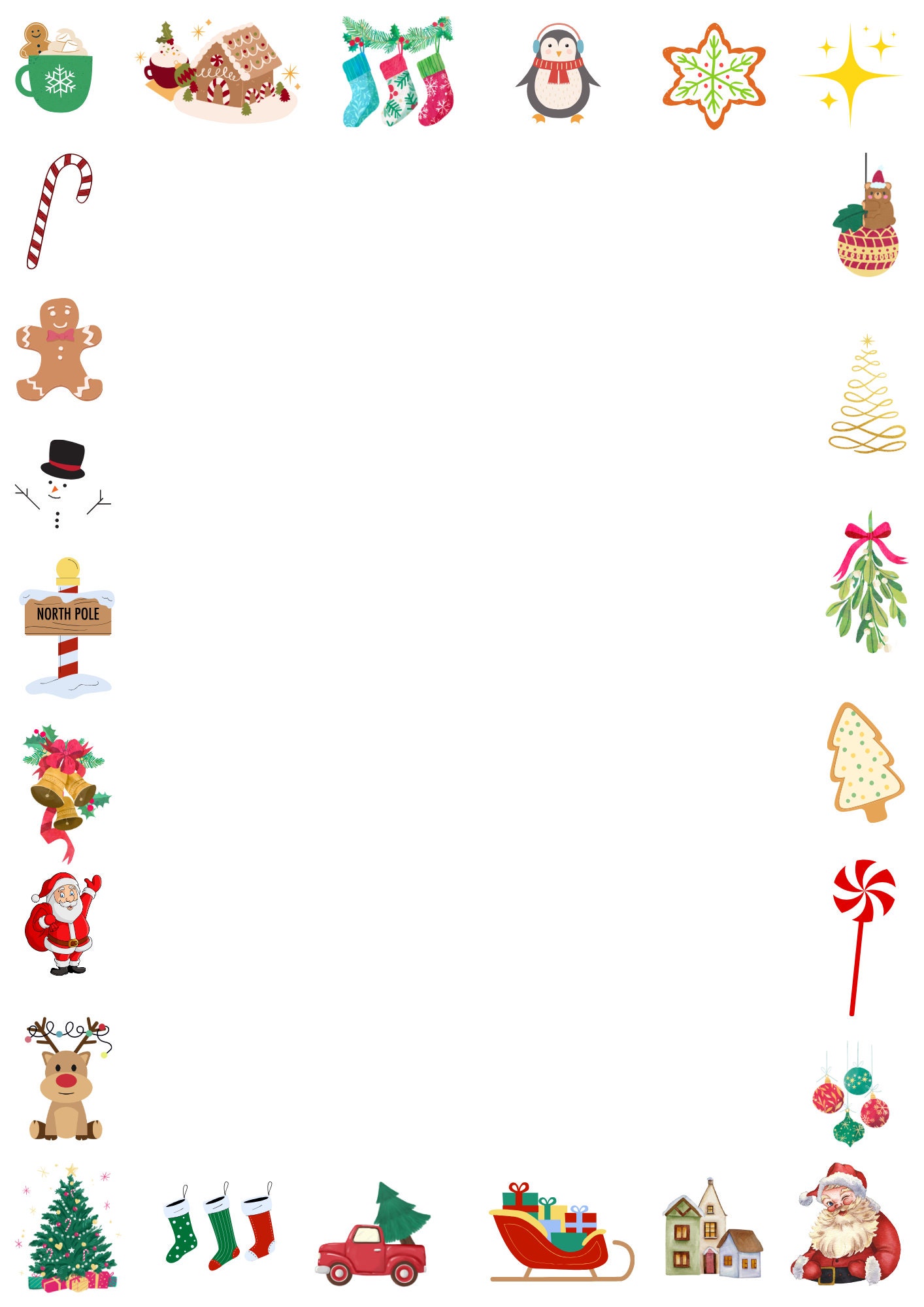 Christmas Themed Border Pack, Christmas Border, Christmas Letter Border