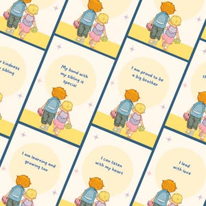 Tarjetas imprimibles de afirmación de Hermano Mayor: Motivación para fortalecer el vínculo fraterno entre niños, un suave estímulo matutino.
