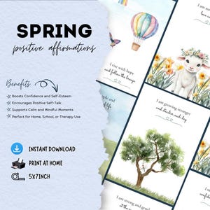 Frühling Affirmationskarten | Positive Zitate für Kinder zum Ausdrucken | Emotionales Wachstum und Achtsamkeitsaktivität | ruhige Ecke & Klassenzimmer Dekor