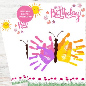 Mamas Geburtstag Handabdruck Handwerk, Kindertagesstätten-Aktivitäten, DIY Memory Andenken, Schmetterling Handabdruck, Handwerk für Kinder, Mamas Geburtstag Printable.