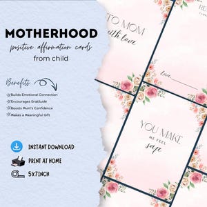 Cartões de afirmação da maternidade de uma criança, presente para imprimir para mãe ou pai, lembretes de 5x7, conjunto de motivos pelos quais te amo, lembretes positivos de crianças