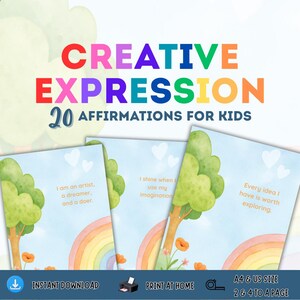 Tarjetas de Afirmaciones Positivas de Expresión Creativa para Niños – Imprimibles para Desarrollar la Autoestima y la Confianza – Tamaños A4 y EE. UU., 2 y 4 por página