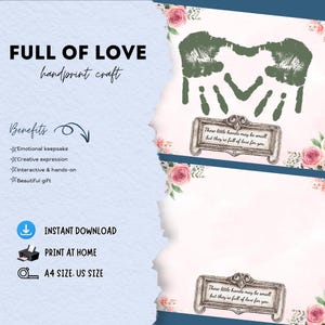 Muttertagsabdruck Handabdruck Handwerk für Kinder, druckbares Andenken mit Zitat, Blumen Affirmationsgeschenk für Mama, Bastelaktivität für positive Botschaften