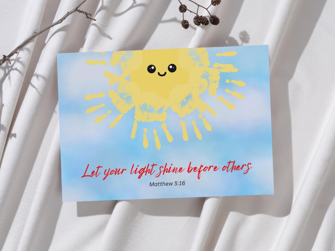 Matthew 5:16 Handprint Sun Craft, Christian Kids Activity (digital ...