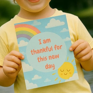 Schede di affermazione mattutina per bambini - Schede stampabili 5x7 per una mentalità positiva, routine quotidiana, calma e fiducia, appunti per il pranzo al sacco