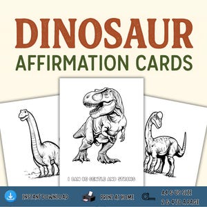 Tarjetas de afirmación de dinosaurios para colorear para niños / Mentalidad de crecimiento imprimible para preescolar / Rincón de la calma, notas para la lonchera, imprimibles de aprendizaje socioemocional (SEL) sobre dinosaurios