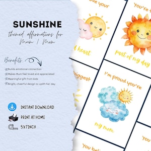 Muttertag Sonnenschein Affirmationskarten: Druckbare 5x7 Andenken Geschenk von Sohn oder Tochter